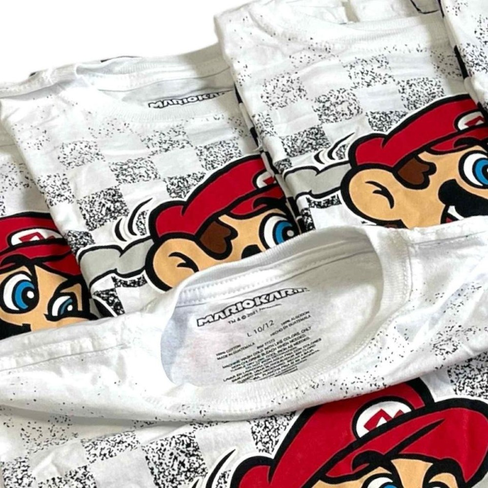 Lot of 5 - Brand New with Tag On Kids Retro Mario Kart white and red cotton - Picture 4 of 4